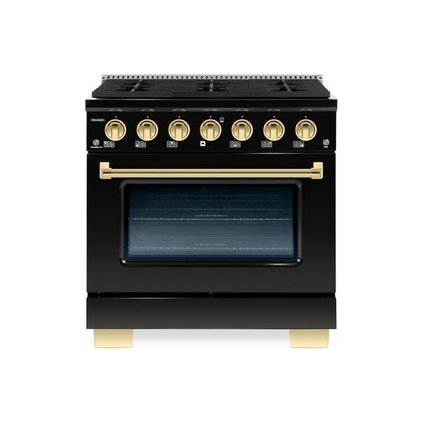 Hallman BOLD 36" 5.2CuFt. 6 Burner Freestanding Dual Fuel Range with Gas Stove and Electric Oven