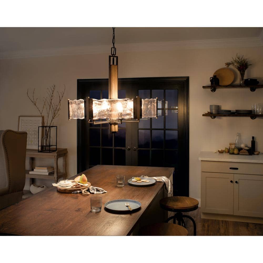 Rustic Country Bronze Drum Chandelier with Clear Shades - 28" Wide