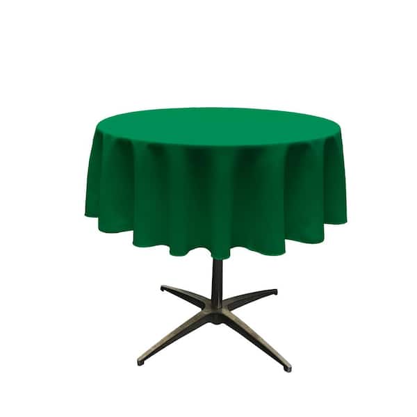 LA Linen Polyester Poplin Emerald Green 51 in. Round Tablecloth