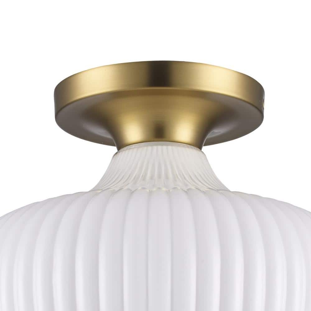 Antique Gold 12" Globe Glass Semi-Flush Ceiling Light