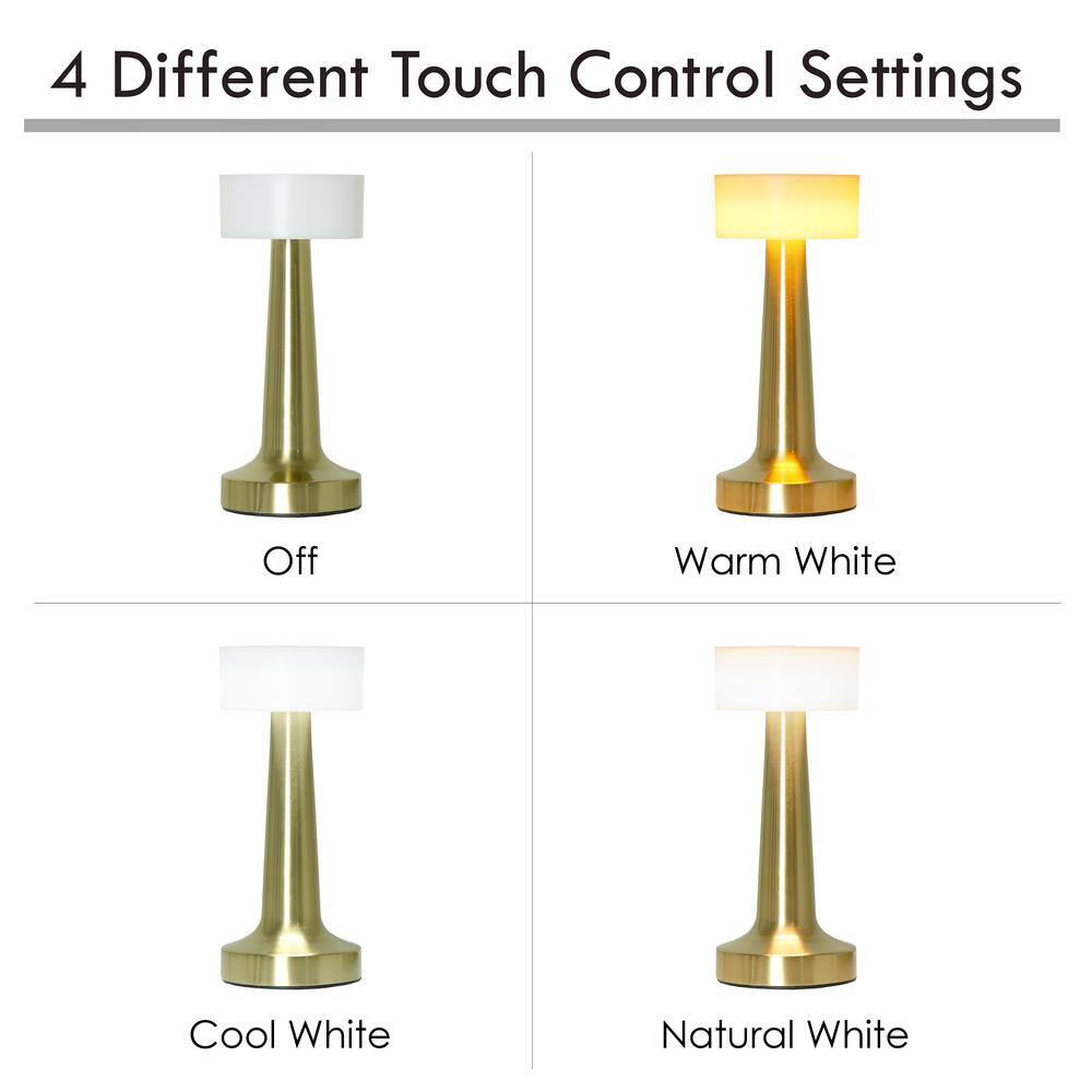 Gold 8.5" Cordless Touch Sensor Saucer Desk Lamp