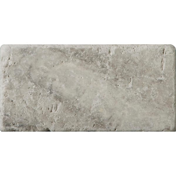 EMSER TILE Trav Ancient Tumbled Silver 2.95 in. x 5.91 in. Travertine Wall Tile