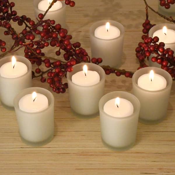 LUMABASE 12 Candles (15 Hours) in Frosted Glass Votives 30948 - The Home  Depot