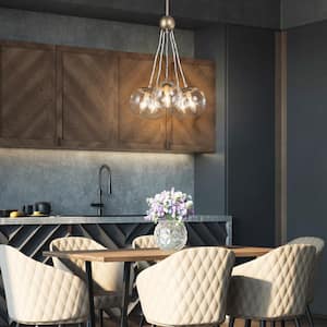 Rose Gold Globe Island Chandelier Bubble 5-Light Modern Cluster Pendant Light with Clear Glass Shades