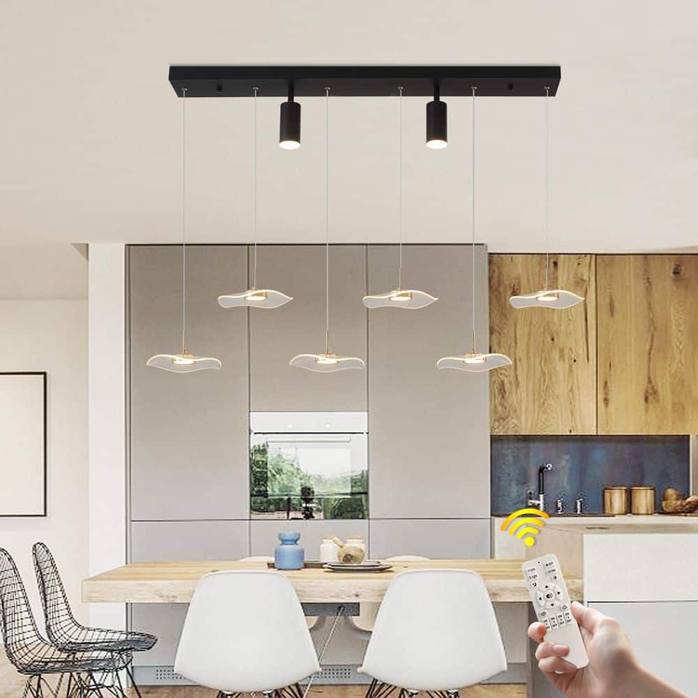 【FLYMe】Pendant Light Genoci 34-Watt 8 Light Black Dimmable Integrated LED Pendant Light