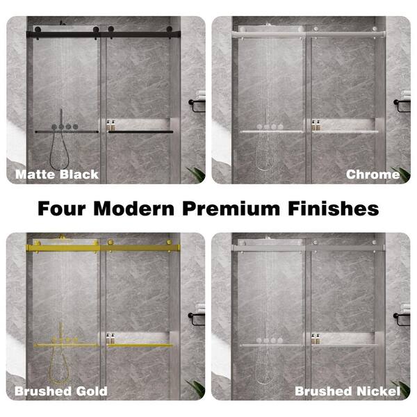 SHAAMA 72 in. W x 80 in. H Double Sliding Frameless Shower Door in