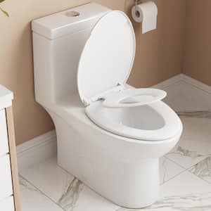 Children's Potty Training 1-Piece 1.1/1.6 GPF Dual Flush Elongated ADA Comfort Height Toilet in White, with Child Seat