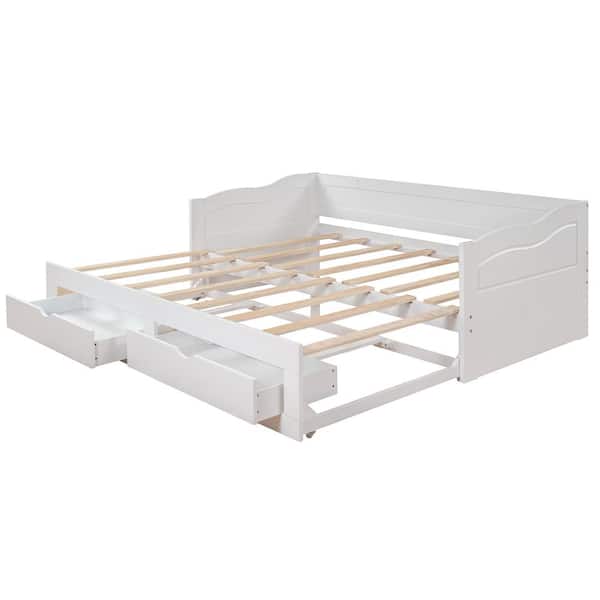 DORTALA Twin to King Daybed with Trundle and 2 Storage Drawers, Modern  Extendable Daybed with Pull Out Bed Twin, Dual-use Sofa Bed for Bedroom,  Guest