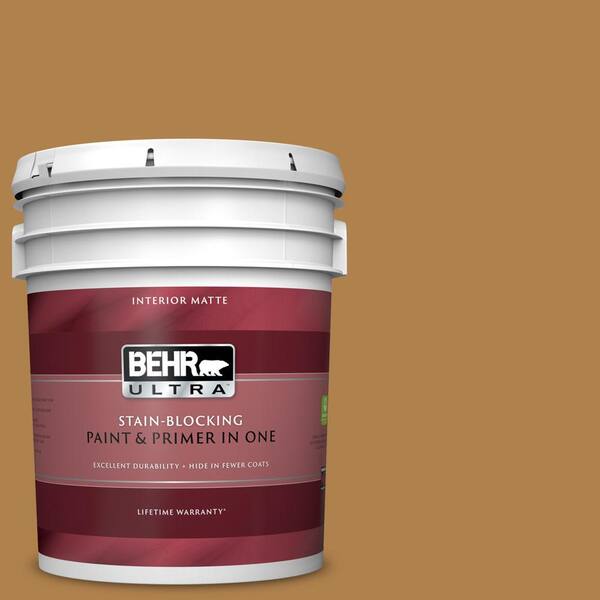BEHR ULTRA 5 gal. #UL160-2 Gold Plated Matte Interior Paint and Primer in One