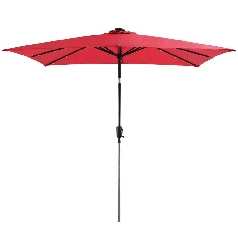 Sun-ray 9 Ft. X 7 Ft. Rectangular Solar Lighted Market Patio Umbrella 