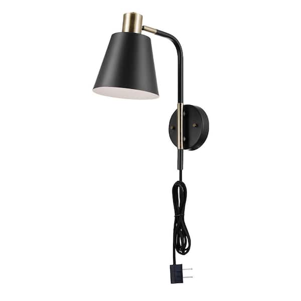 Globe Electric Davis 1 Light Matte Black Plug In Or Hardwire Wall Sconce With 6 Ft Cord 51799 The Home Depot - Plug In Wall Light Sconces