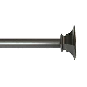 48 in. - 84 in. Adjustable Single Curtain Rod 5/8 in. Dia. in Dark Grey with Flat Square finials