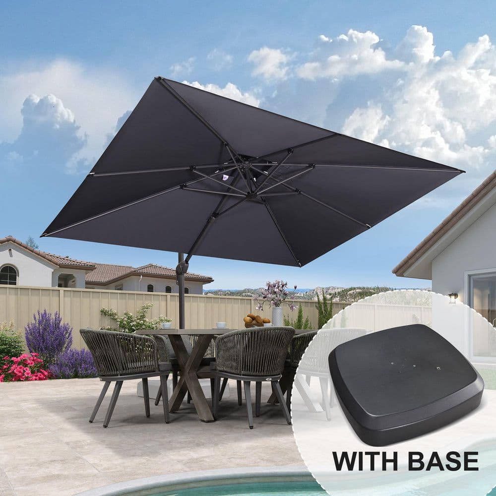 9 ft. x 12 ft. 2-Tier Aluminum Cantilever 360-Degree Rotation Patio Umbrella with Wheels Base, Gray price history on PriceWatchPro