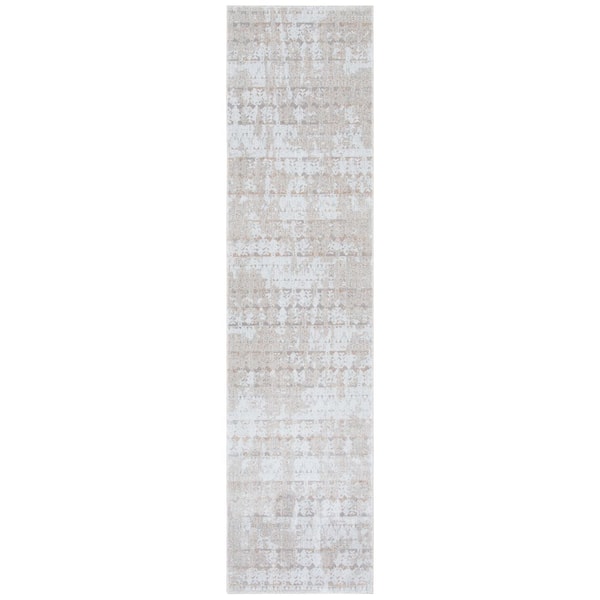 Webster 3 ft. x 10 ft. Beige/Gray Distressed Ornate Zig-Zag Runner Rug