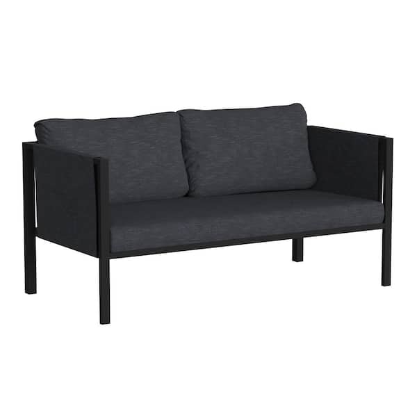 TAYLOR + LOGAN Black Steel Outdoor Loveseat