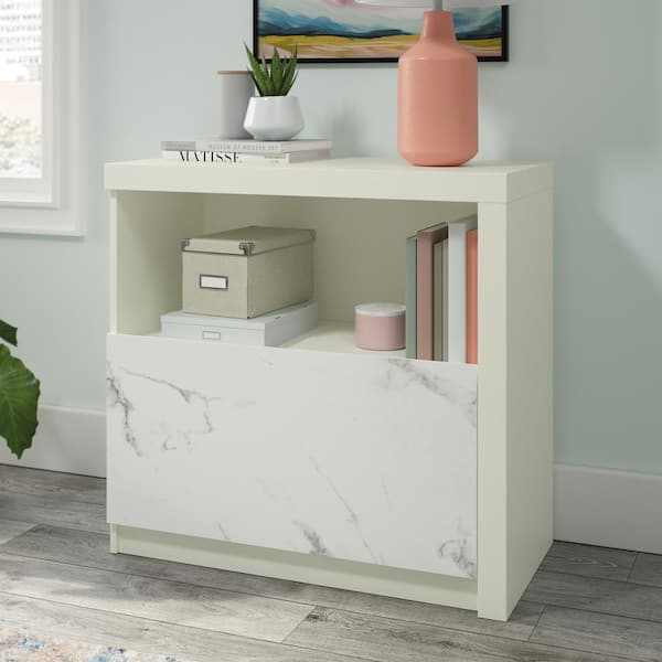 Hudson Court Pearl Oak Lateral File Cabinet with Open Shelf