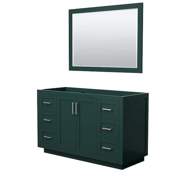 Wyndham Collection Miranda 53.25 in. W x 21.75 in. D x 33 in. H Single Sink Bath Vanity Cabinet without Top in Green with 46 in. Mirror