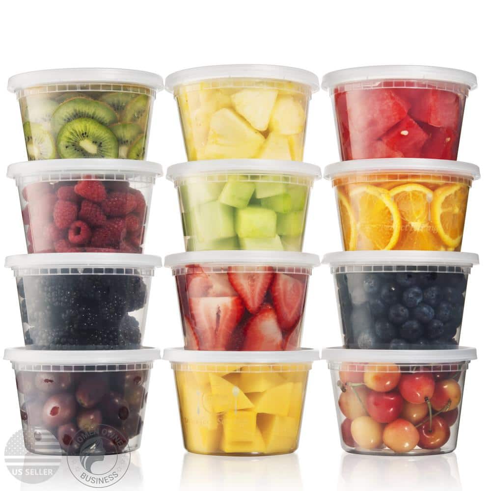 Clear 16oz Plastic Meal Prep Containers with Snap Lids, Set of 40