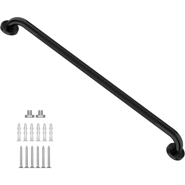 Matte Black 36 in. x 1.25 in. Concealed Screw Bathroom Safety Grab Bar with Anti-Slip Knurled Grip for Elderly Assist
