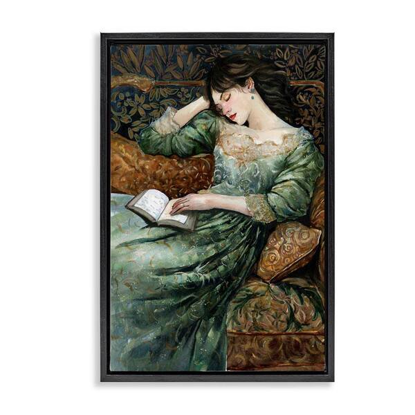 Woman in Ornate Gown by Cloverfield and Co. Black Floater Frame People Graphic Art Print 31 in. x 21 in.