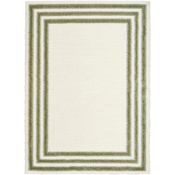 Pacific Shag Ivory Green 5 ft. x 7 ft. Geometric Contemporary Area Rug