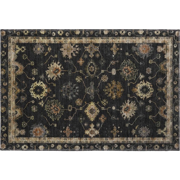 Mayfield Premium Machine Washable Abstract AMF2045 Black 2 ft. x 3 ft. Accent Rug