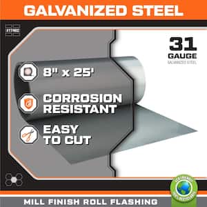 8 in. x 25 ft. Galvanized Steel Roll Valley Flashing