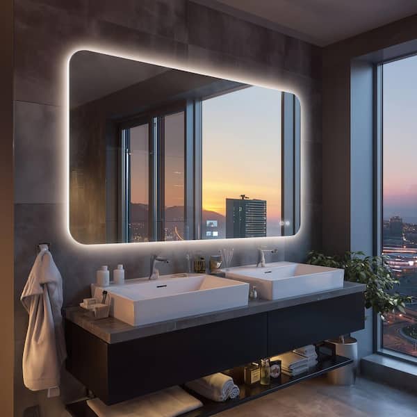 Unbranded 36 in. W x 60 in. H Rectangular Frameless Anti-Fog Adjustable Backlit LED Bathroom Wall Mirror, RoHS and CRU Certified