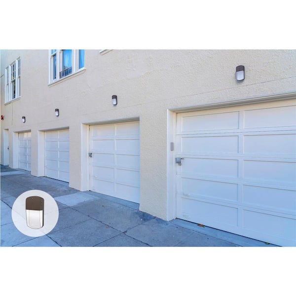 Lithonia Lighting OLWP 70-Watt Equivalent Bronze Outdoor Integrated LED Wall Pack Light with Selectable (On/Off) Dusk to Dawn Photocell