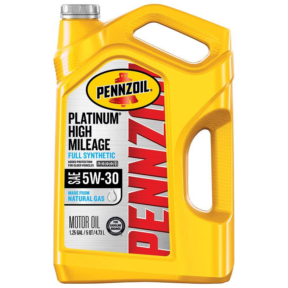 Pennzoil Platinum High Mileage SAE 5W 30 Full Synthetic Motor Oil 5 Qt 