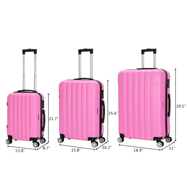 Karl home 3-Piece Pink Traveling Spinner Luggage Set 302992573785 - The  Home Depot