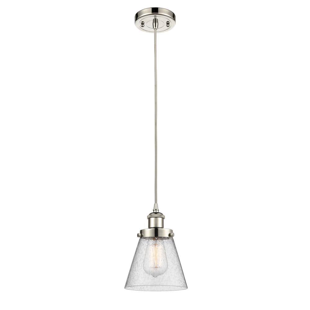 Polished Nickel Seedy Glass Mini Pendant Light, 6" Wide