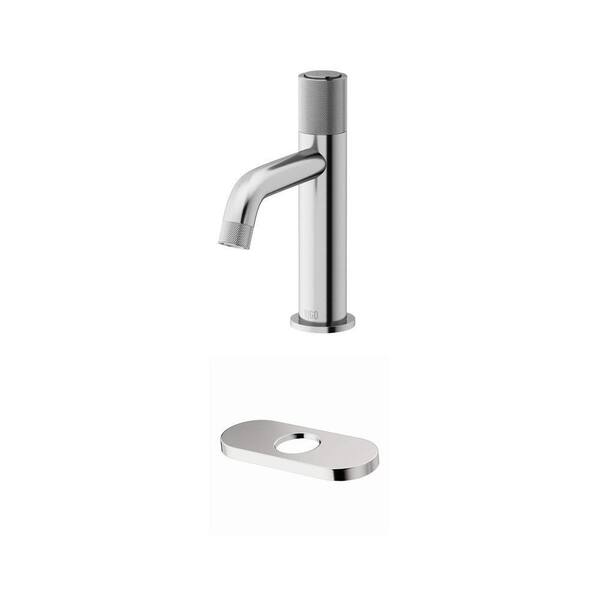 Apollo Single-Hole Bathroom Faucet in Brushed Nickel with 5.5 in. Deck Plate Combo (2-Piece Set)
