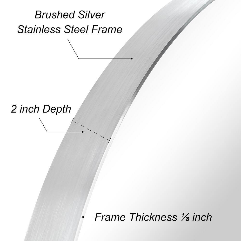 Brushed Silver 36" x 24" Rectangular Wall Mirror