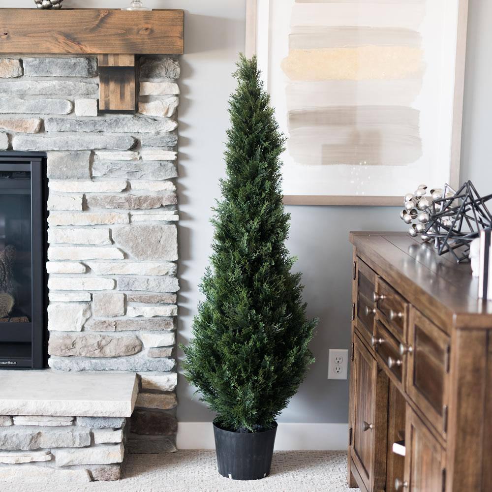 Winterfest 4' Green Potted Cedar Topiary Tree - UV Resistant