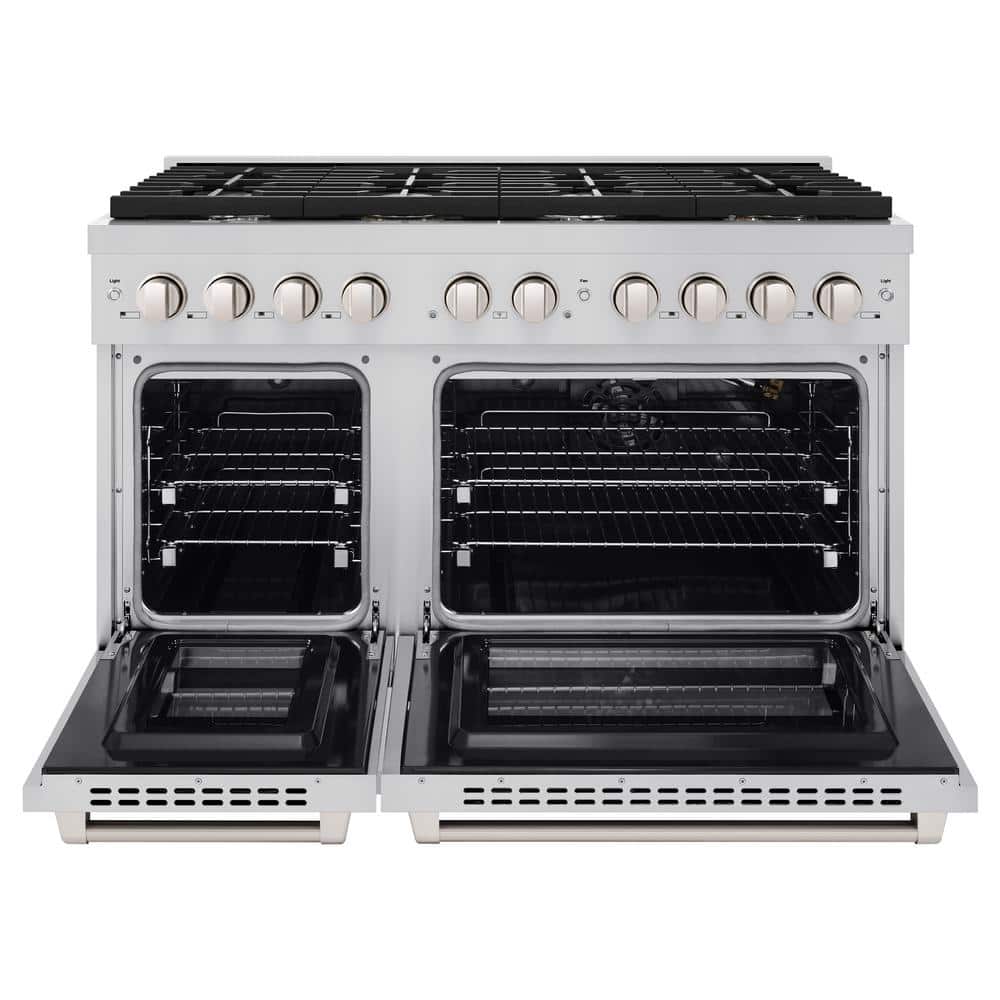 ZLINE 48" Stainless Steel Double Oven Gas Range with 8 Burners