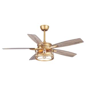 52 in. Indoor Gold Ceiling Fan with Remote Control