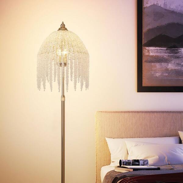 Jushua 63 in. H 3-Light Gold Crystal Tree Floor Lamp with