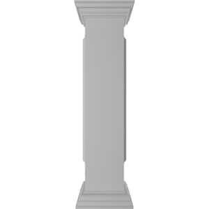 Straight 40 in. x 8 in. White Box Newel Post with Panel, Peaked Capital and Base Trim (Installation Kit Included)