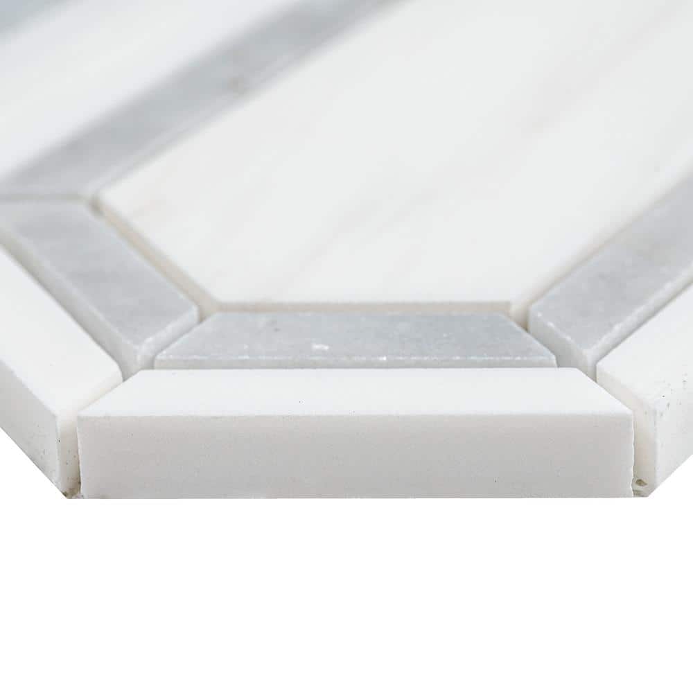 12x12 White and Brown Marble Mosaic Tile Pack