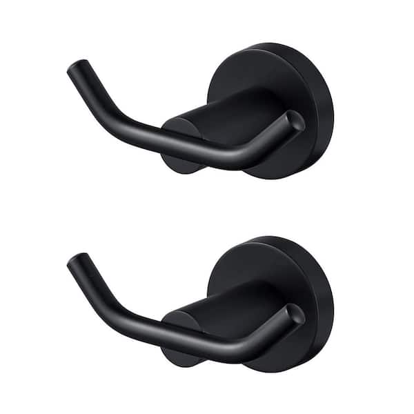 AVITAS J-hook Double Robe/Towel Hook with 2-Piece in Matte Black