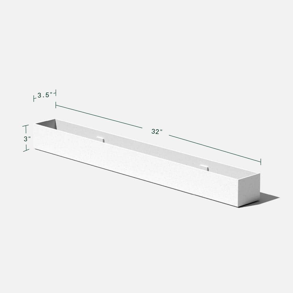 White Plastic-Stone Composite Indoor/Outdoor Planter Box, 32 Inch