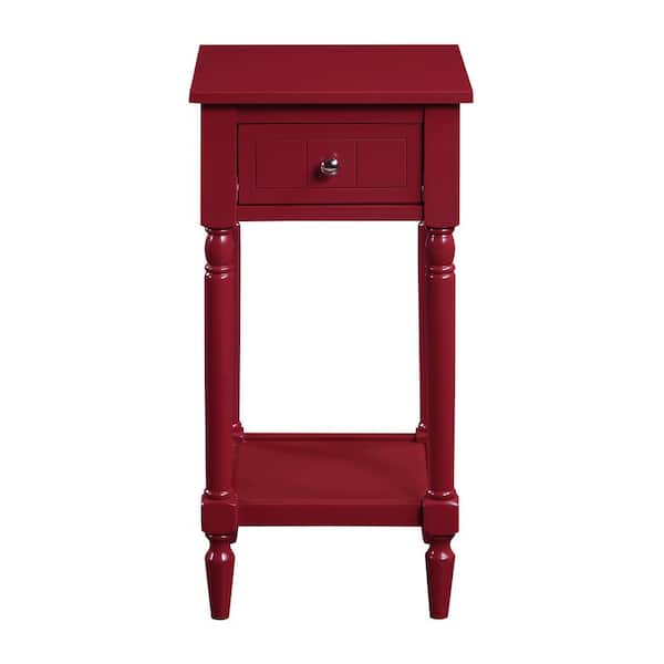 Convenience Concepts French Country 14 in. W x 28 in. H Cranberry Red Square Wood Khloe End Table with Drawer