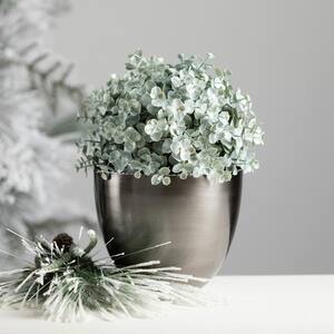 4 in. H, 5 in. H and 5.5 in. H Glazed Silver-Edged Planters