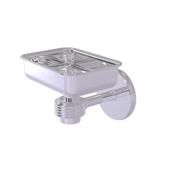 Matte White Allied Brass 7132G Satellite Orbit One Wall Mounted Groovy Accents Soap Dish