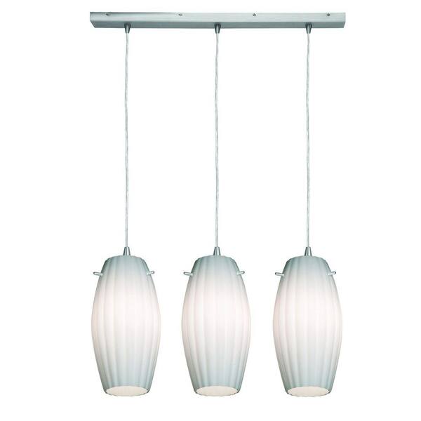 Access Lighting 3-Light Pendant Brushed Steel Finish Opal Glass-DISCONTINUED