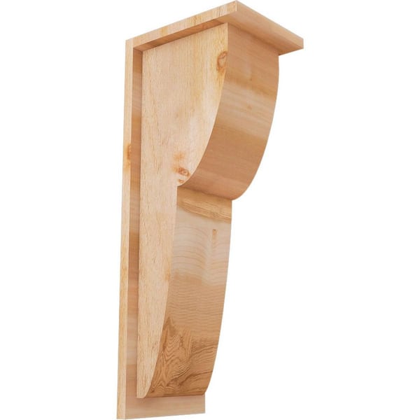 Ekena Millwork 8 in. x 10 in. x 26 in. Western Red Cedar Crestline Rough Sawn Corbel with Backplate