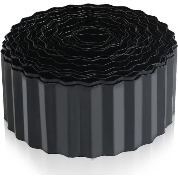 4 in. x 50 ft. Galvanized Metal Corrugated Garden Edging, Black