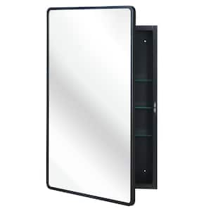 24 in. W x 36 in. H Rectangular Iron Wall Mount or Recessed Medicine Cabinet with Mirror Adjustable Shelves