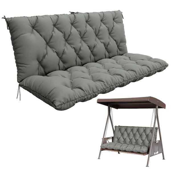 WELLFOR 3-Seats Outdoor Canopy Patio Swing in Black with Cushions